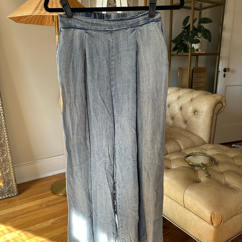Casual comfy denim wide leg pants